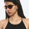 Unisex-Sonnenbrille mit ovalem Metallrahmen – Messing – braune Gläser Unisex-Sonnenbrille mit ovalem Metallrahmen – Messing – braune Gläser