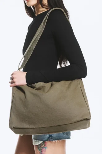 Unisex-Umhängetasche aus Canvas – Khaki-Grün