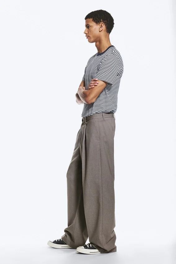 Uno Loose Anzughose – Dunkelbeige Melange Uno Loose Anzughose – Dunkelbeige Melange