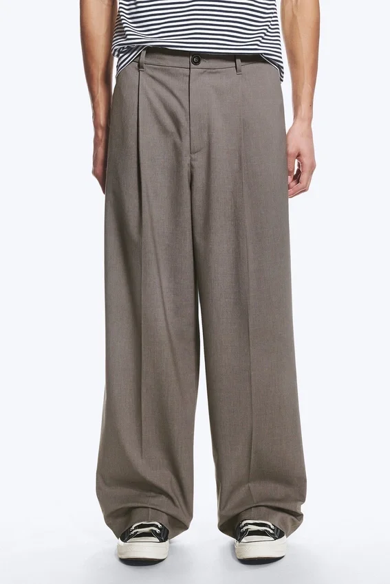 Uno Loose Anzughose – Dunkelbeige Melange Uno Loose Anzughose – Dunkelbeige Melange