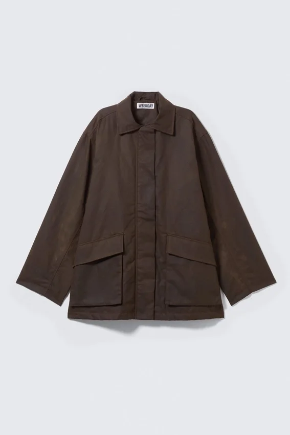 Utility-Jacke aus gewachster Baumwolle – Dunkelbraun Utility-Jacke aus gewachster Baumwolle – Dunkelbraun
