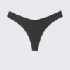 V-förmiger gerippter Bikini-String – Dunkelgrau