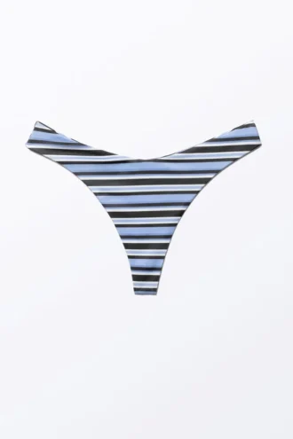 V-förmiger String-Bikini-Slip – gestreift, blau