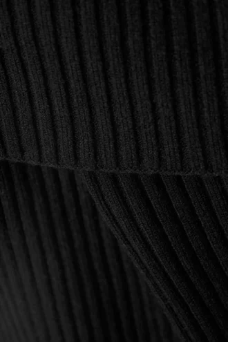 Vanna Off-Shoulder-Strickjacke mit Reißverschluss – Schwarz
