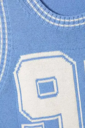 Varsity-Strick-Tanktop – Hellblau & Weiß – 92