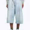 Void Mid Rise Loose Long Denim Shorts – Ghost Blue – Hellblau