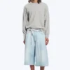 Void Mid Rise Loose Long Denim Shorts – Ghost Blue – Hellblau