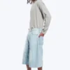 Void Mid Rise Loose Long Denim Shorts – Ghost Blue – Hellblau