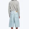 Void Mid Rise Loose Long Denim Shorts – Ghost Blue – Hellblau