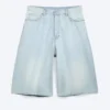 Void Mid Rise Loose Long Denim Shorts – Ghost Blue – Hellblau