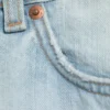 Void Mid Rise Loose Long Denim Shorts – Ghost Blue – Hellblau