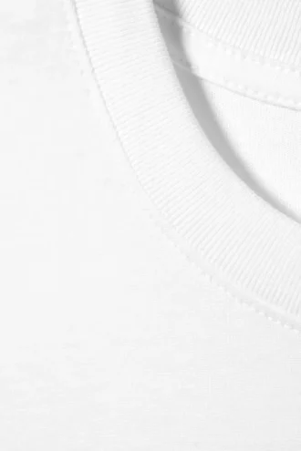 Vorgewaschenes Baumwoll-T-Shirt mit kurzen Ärmeln – Weiß Vorgewaschenes Baumwoll-T-Shirt mit kurzen Ärmeln – Weiß