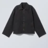 Washed Cotton Canvas Zip-Up Jacket – Washed Black Washed Cotton Canvas Zip-Up Jacket – Washed Black