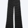 Weiche Bootcut-Hose mit niedriger Leibhöhe – Schwarz – Dunkelgrauer Streifen