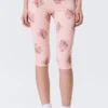 Weiche Capri-Leggings mit mittlerer Leibhöhe – Hellrosa – Blumenmuster Weiche Capri-Leggings mit mittlerer Leibhöhe – Hellrosa – Blumenmuster
