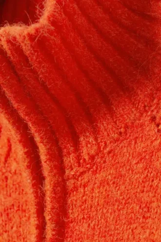 Weiche, eng anliegende Strickjacke mit Reißverschluss – Leuchtendes Orange