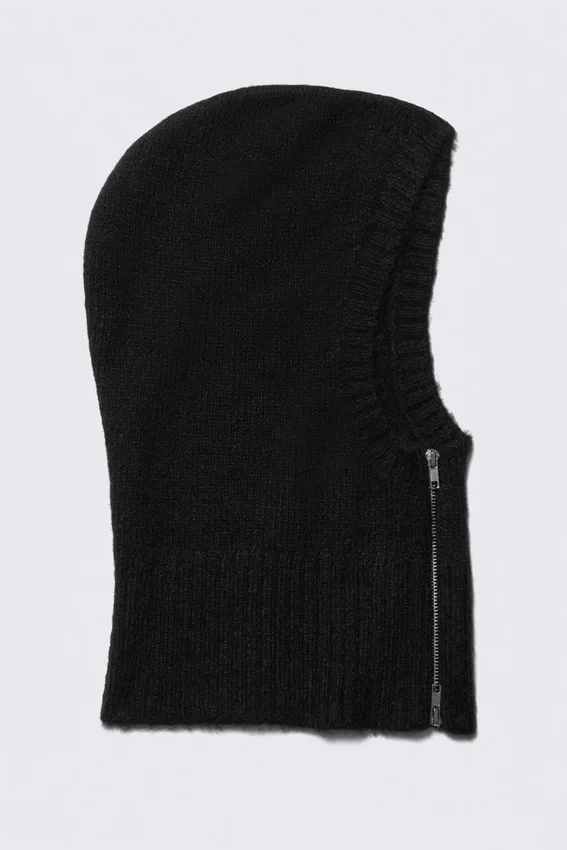 Weiche Strickkapuzenjacke mit Reißverschluss – Schwarz Weiche Strickkapuzenjacke mit Reißverschluss – Schwarz