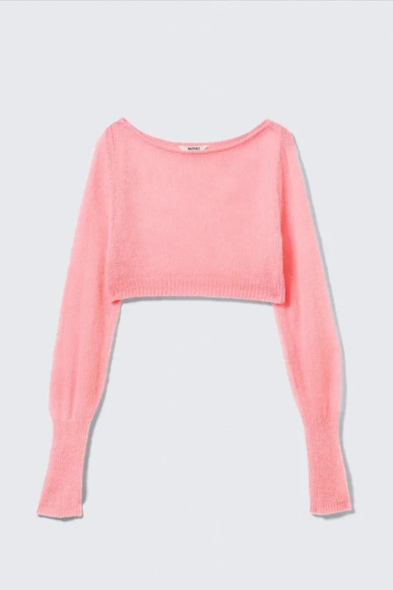 Weicher, kurz geschnittener Pyjama-Pullover – Rosa Weicher, kurz geschnittener Pyjama-Pullover – Rosa