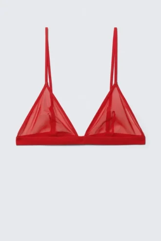 Weicher Triangel-BH aus Mesh – leuchtend rot