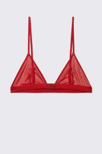 Weicher Triangel-BH aus Mesh – leuchtend rot