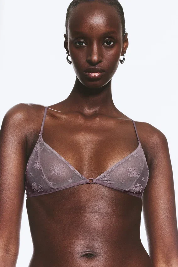 Weicher Triangel-BH aus Spitze – Dusty Lilac Weicher Triangel-BH aus Spitze – Dusty Lilac