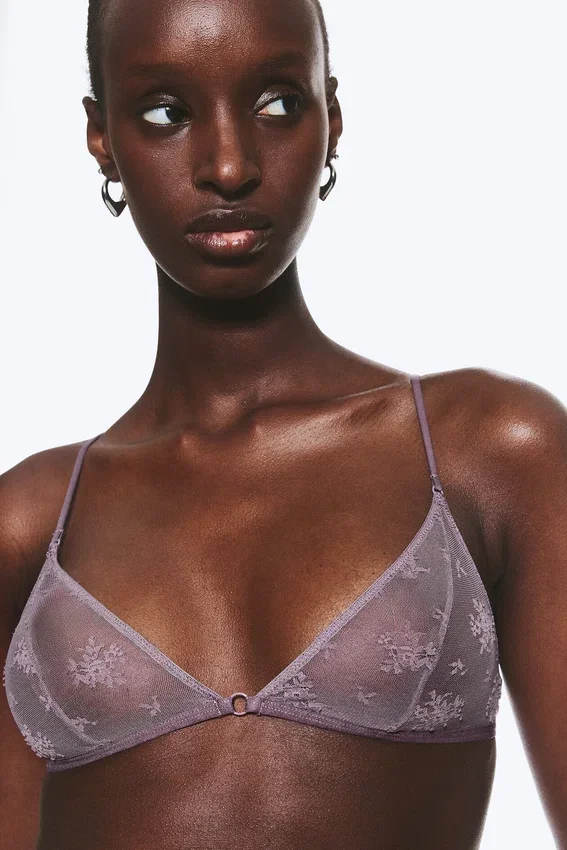 Weicher Triangel-BH aus Spitze – Dusty Lilac Weicher Triangel-BH aus Spitze – Dusty Lilac