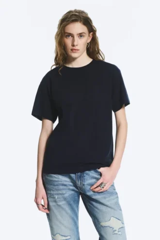 Weiches Baumwoll-T-Shirt in Regular-Passform – Dunkelblau