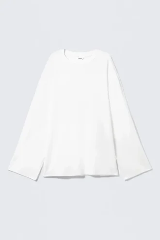 Weiches, oversized Langarmshirt – Weiß