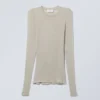 Weiches, transparentes Langarmshirt – Hellbraun