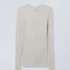 Weiches, transparentes Langarmshirt – Hellbraun
