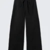 Weit geschnittene, gewaschene Ripstop-Hose – Schwarz