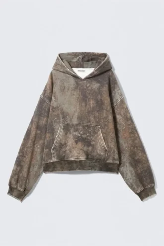 Weit geschnittener bedruckter Kapuzenpullover – Khaki Green Forest Weit geschnittener bedruckter Kapuzenpullover – Khaki Green Forest