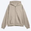 Weit geschnittener Kapuzenpullover mit Reißverschluss – Hellbeige Weit geschnittener Kapuzenpullover mit Reißverschluss – Hellbeige