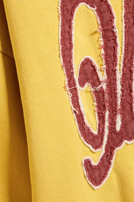Weit geschnittener Kapuzenpullover mit Reißverschluss und Print – Gelb – Rote Welle Weit geschnittener Kapuzenpullover mit Reißverschluss und Print – Gelb – Rote Welle