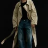 Weit geschnittener Zweireiher-Trenchcoat – Beige Weit geschnittener Zweireiher-Trenchcoat – Beige