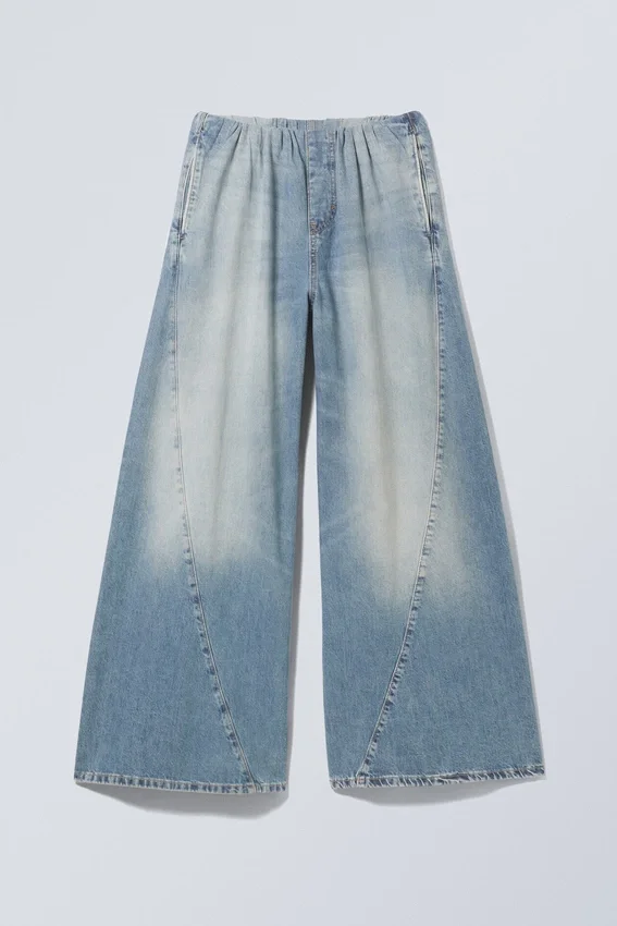 Weite, baggy Denim-Jogginghose – Tide Blue Weite, baggy Denim-Jogginghose – Tide Blue