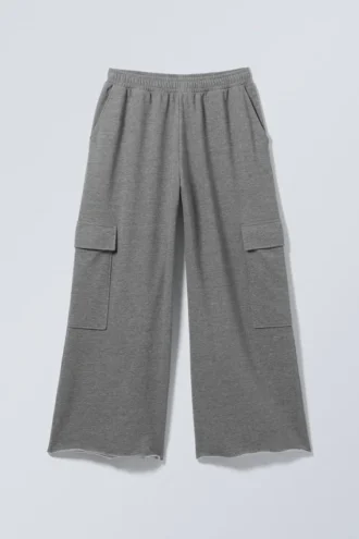 Weite Cargo-Jogginghose – Grau meliert