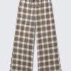 Weite Flanell-Pyjama-Hose – kariert, beige Weite Flanell-Pyjama-Hose – kariert, beige
