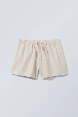Weite, gewaschene Pull-On-Shorts – Hellbeige