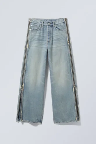 Weite Jeans mit Reißverschluss – Seventeen Blue – Mittelblau Weite Jeans mit Reißverschluss – Seventeen Blue – Mittelblau