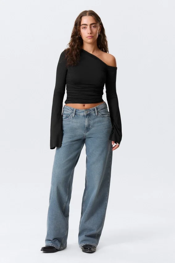 Weite, lockere Jeans mit niedriger Leibhöhe – Blue One – Mittelblau Weite, lockere Jeans mit niedriger Leibhöhe – Blue One – Mittelblau