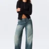 Weite, lockere Low-Rise-Jeans – Benzinblau – Mittelblau Weite, lockere Low-Rise-Jeans – Benzinblau – Mittelblau