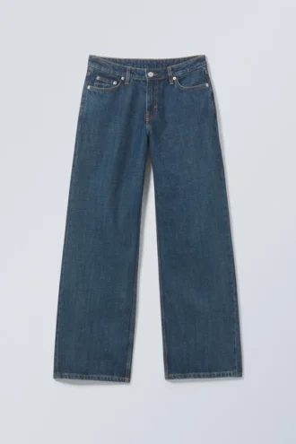 Weite, lockere Low-Rise-Jeans – Saphirblau