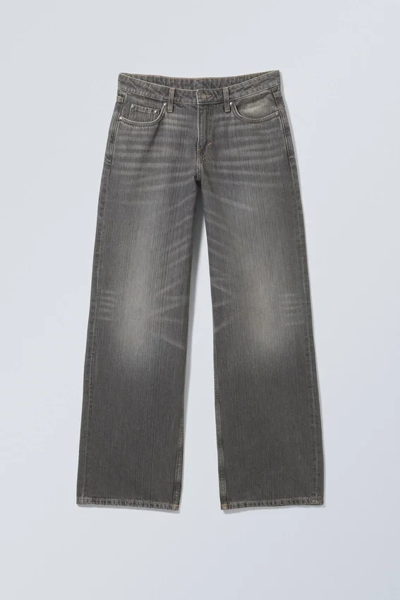 Weite Low-Rise-Jeans mit weitem Bein – Mine Grey – Dunkelgrau Weite Low-Rise-Jeans mit weitem Bein – Mine Grey – Dunkelgrau