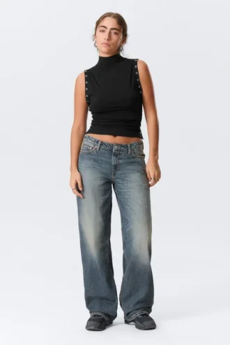 Weite Low-Rise-Jeans mit weitem Bein – Redondo Blue – Mittelblau Weite Low-Rise-Jeans mit weitem Bein – Redondo Blue – Mittelblau
