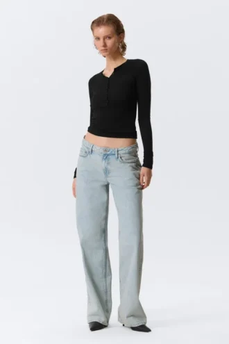 Weite Low-Rise-Jeans mit weitem Bein – Snow Blue – Hellblau Weite Low-Rise-Jeans mit weitem Bein – Snow Blue – Hellblau