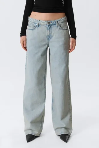 Weite Low-Rise-Jeans mit weitem Bein – Snow Blue – Hellblau Weite Low-Rise-Jeans mit weitem Bein – Snow Blue – Hellblau