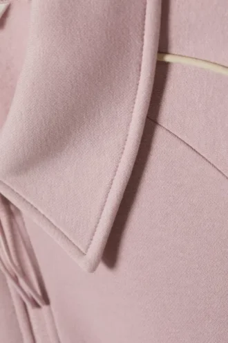 Weites Polo-Sweatshirt mit halbem Reißverschluss – Hellrosa