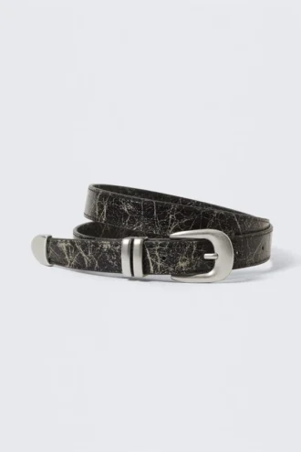 Western-Gürtel aus Kunstleder – Cracked Black