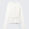 Wickel-Strickjacke aus Wollmischung mit Knopfleiste – Weiß Wickel-Strickjacke aus Wollmischung mit Knopfleiste – Weiß